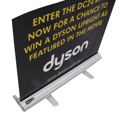 close up view of banner stand hardware