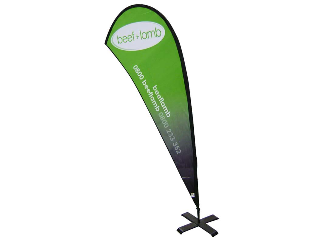 2.2m high Teardrop Flag with cross base