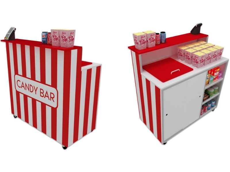 Portable bar with custom lids and shelving for maximum usability