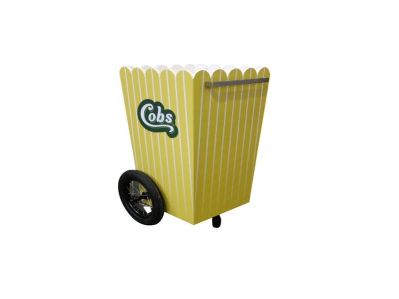 Tapered side trolley to resemble a popcorn box