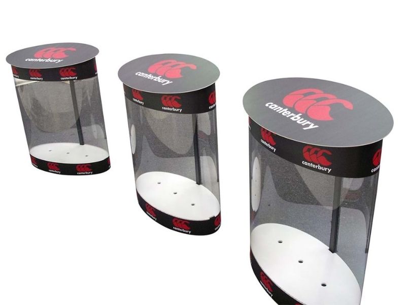See-through oval display bins