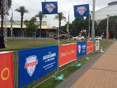 Branded crowd control barriers