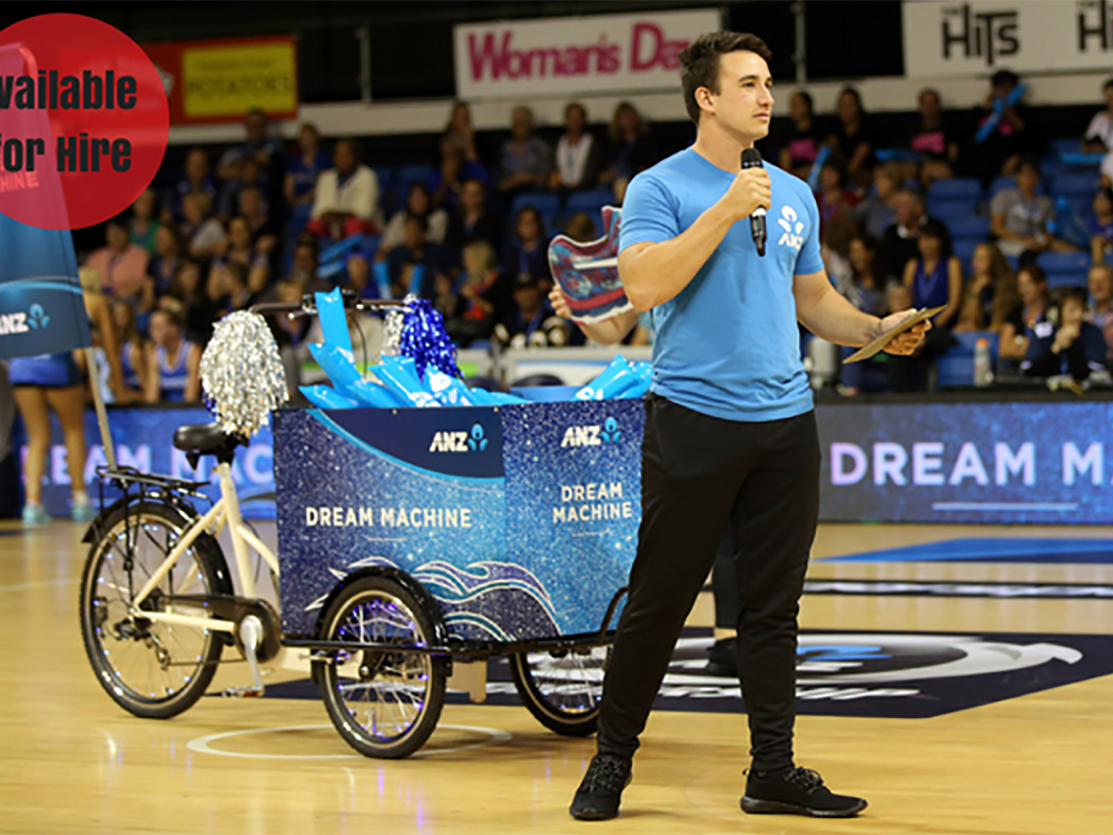 Branded promo bikes for ANZ netball event sponsorship