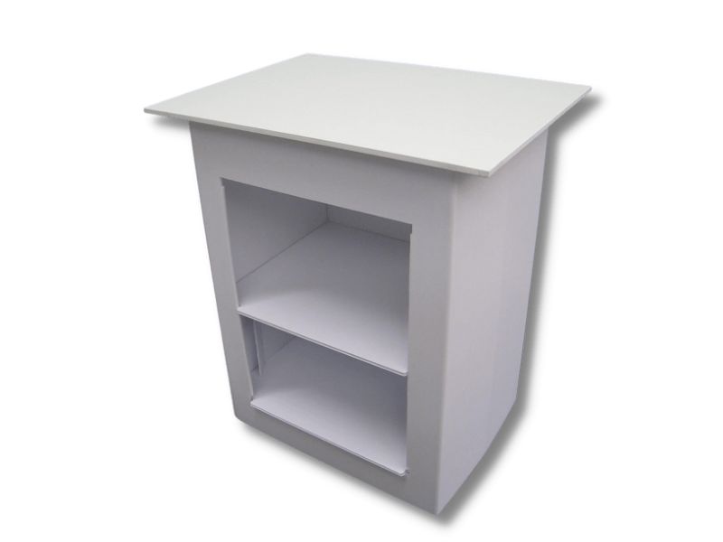 Rear view of Presenter table showing extra shelf