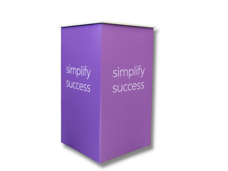 Plinth bases can be completely covered in graphics