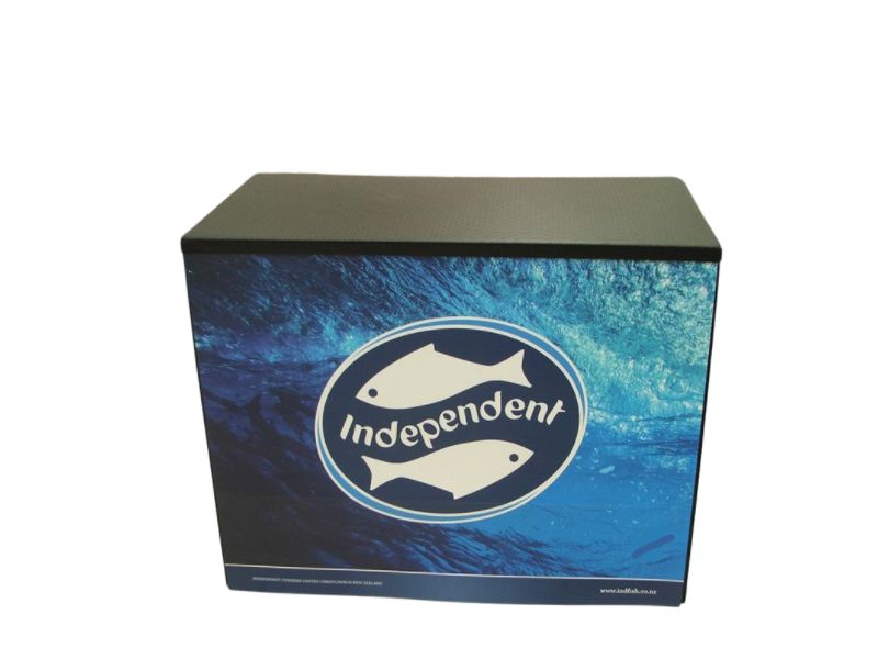 Black table top with interchangeable graphic wrap