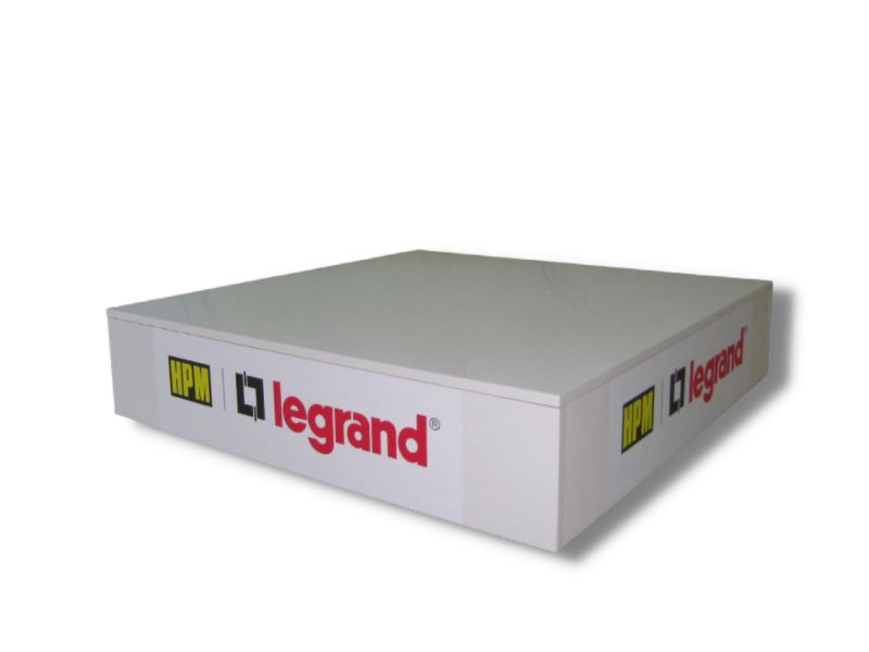 Printed and computer-cut logos added to plinth