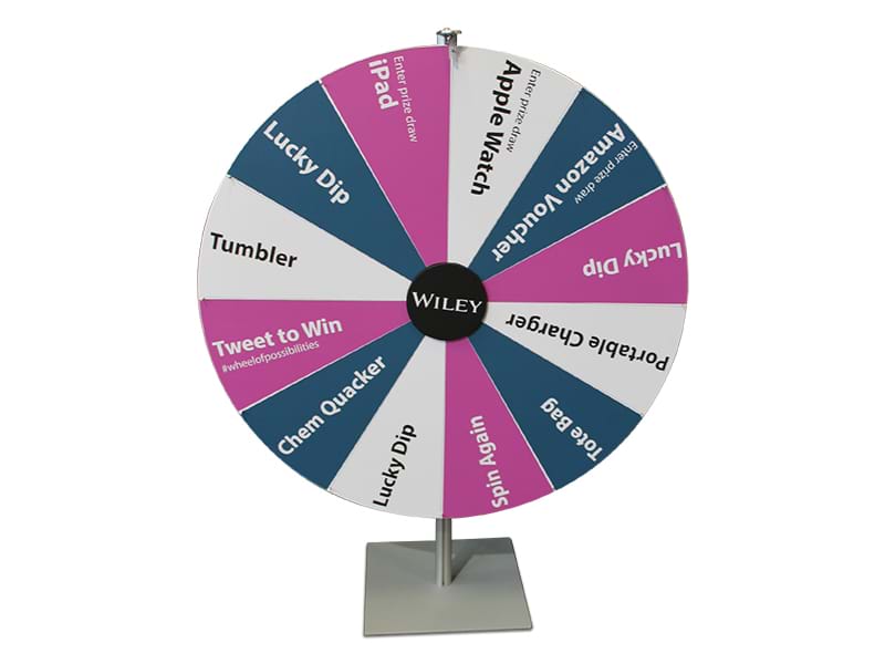 Prize wheel 1.5m high with customised 1200mm diameter wheel