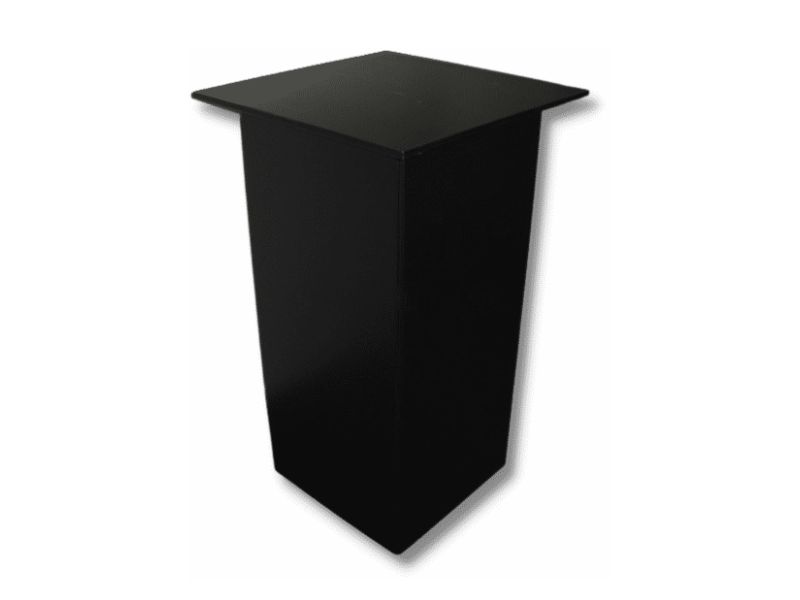 Black portable plinth with overhang top