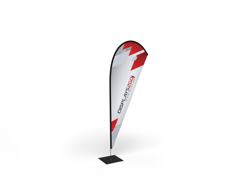 Single sided teardrop flags 2.5m (small) with steel base plates