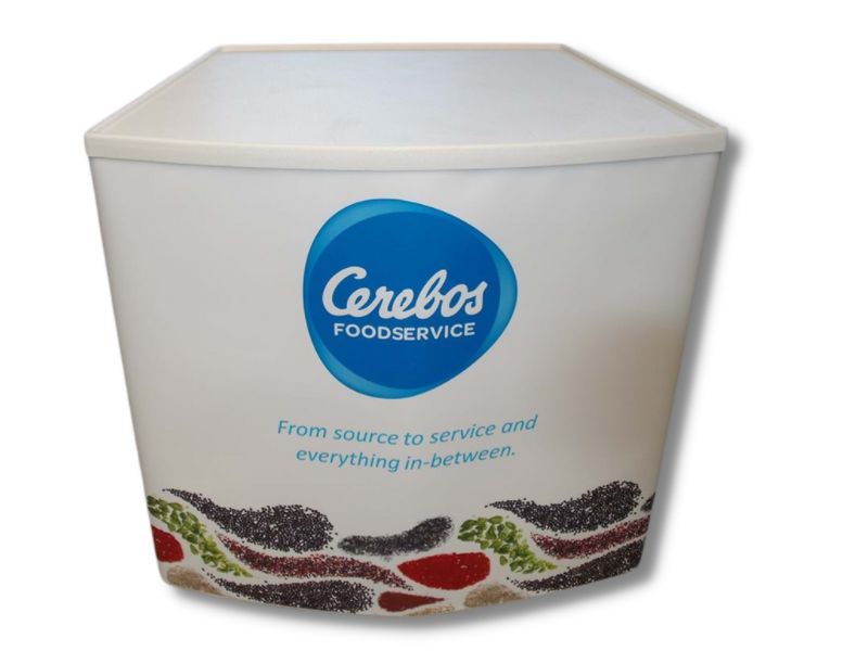 Most popular: white table with interchangeable graphic wrap