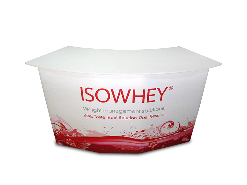 Two tables side-by-side to create larger, curved work surface