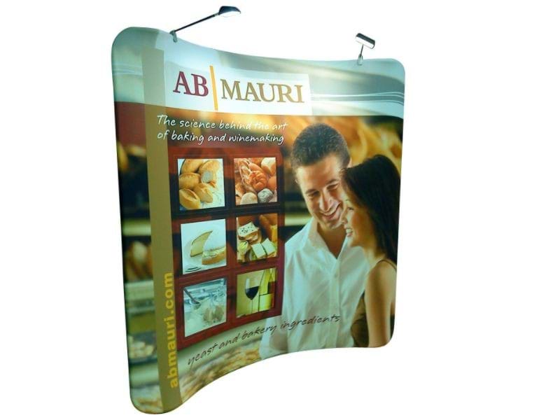 2.3m width curved SuperWall display wall with spotlights