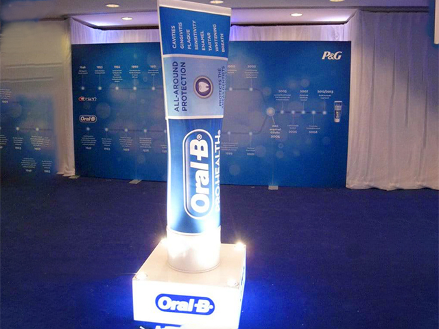 Giant toothpaste on turntable