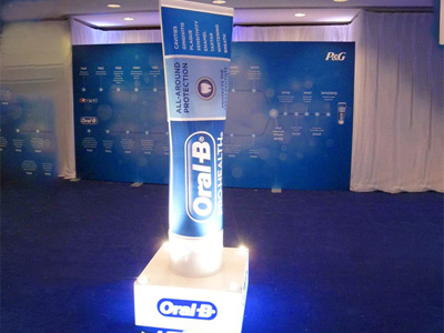 Giant toothpaste on turntable