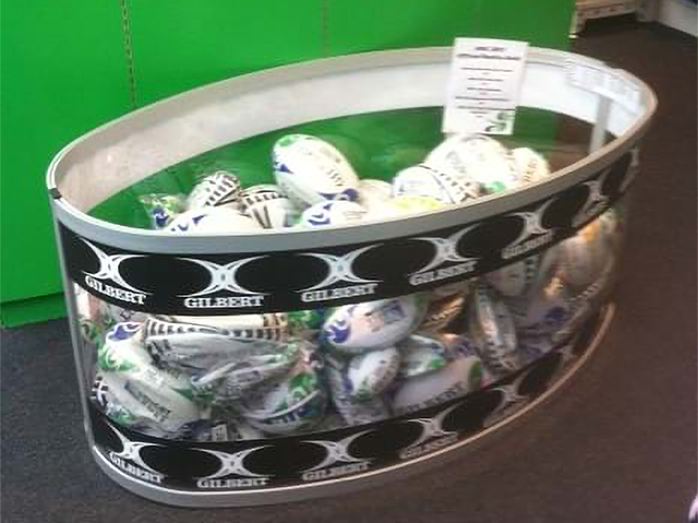 Oval shaped ball bin