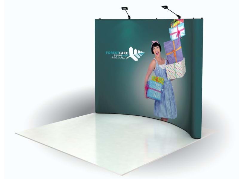 2.5 metre wide pop-up exhibition stand with lights