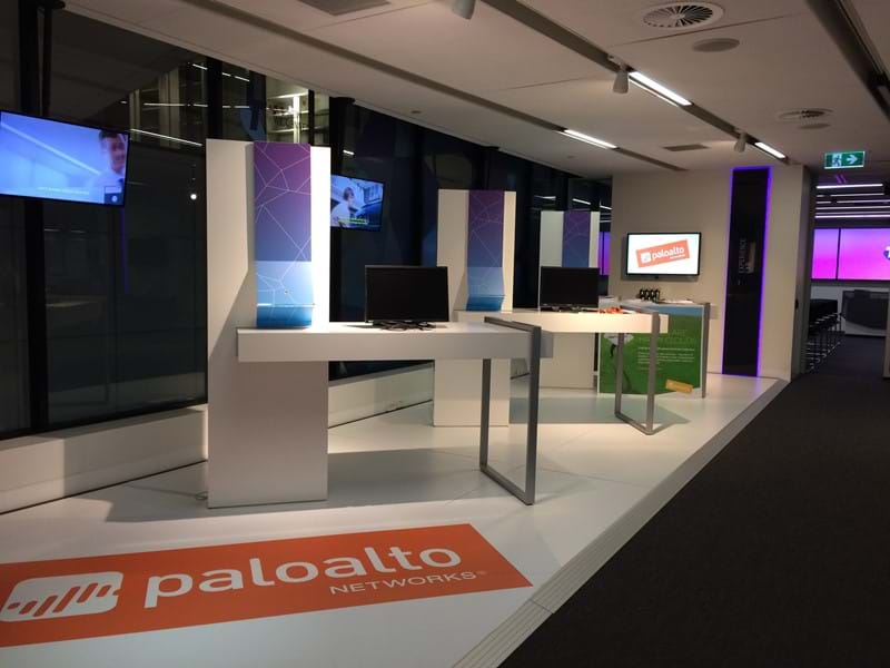 White raised flooring with ramp edge