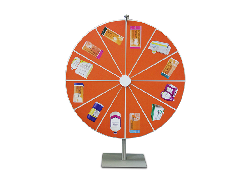 Prize wheel 1.5m high with customised 1200mm diameter wheel